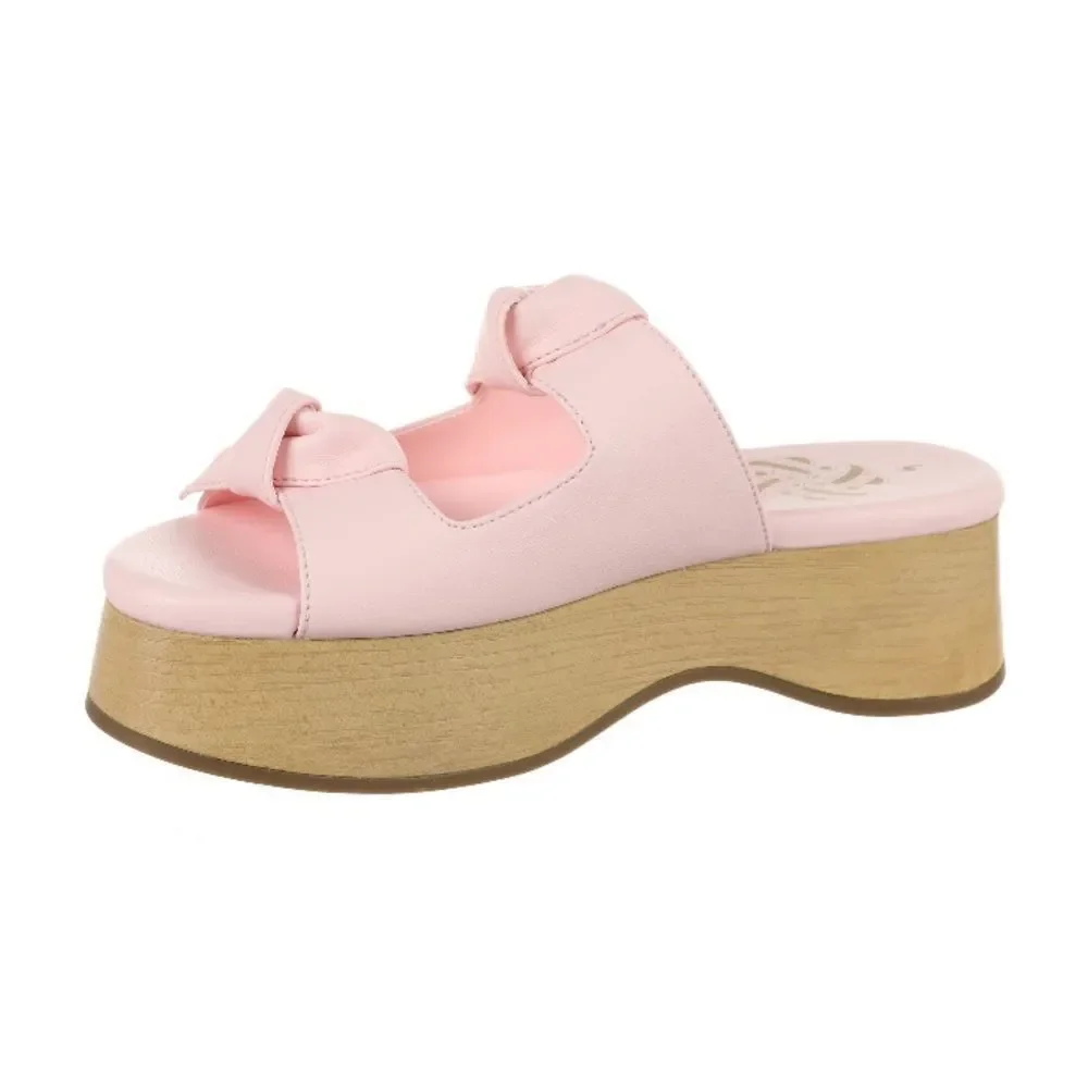 Sam & Libby Pink Platform Double Bow Tie Comfy Dress Sandals Shoes Size 7